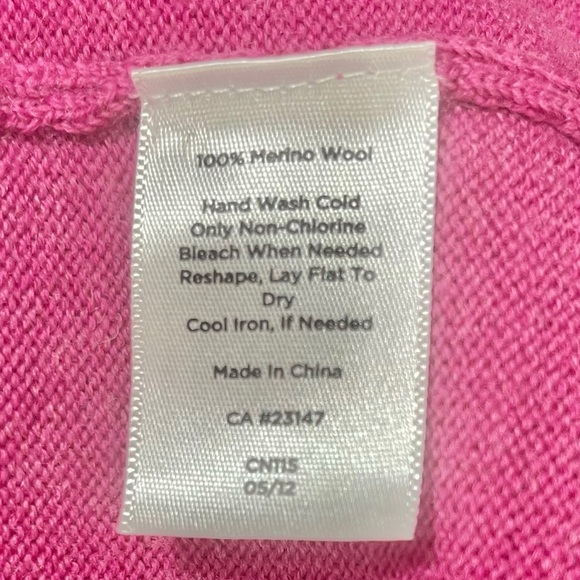 Talbots Pink Pure Merino Wool Button Up Folded Collar Cardigan Sweater - Picture 9 of 11